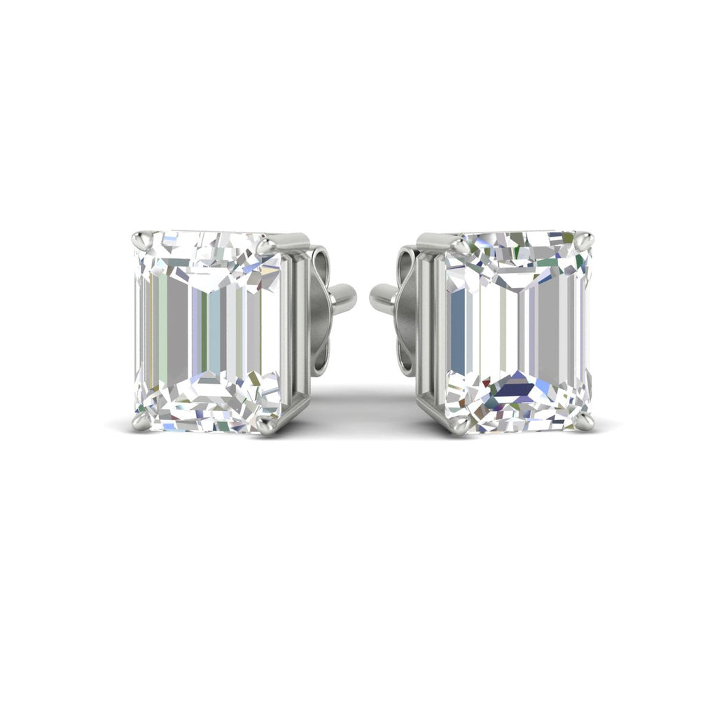 IGI Certified Emerald Cut Diamond Solitaire Stud Earrings