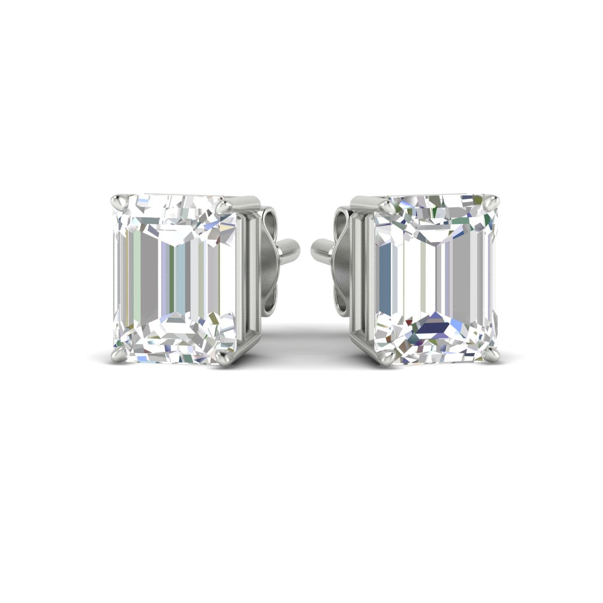 IGI Certified Emerald Cut Diamond Solitaire Stud Earrings