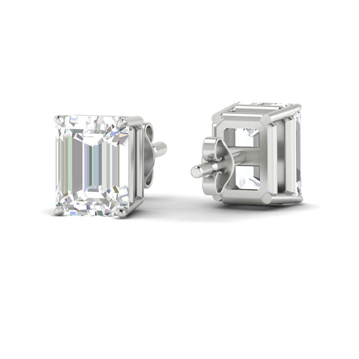 IGI Certified Emerald Cut Diamond Solitaire Stud Earrings