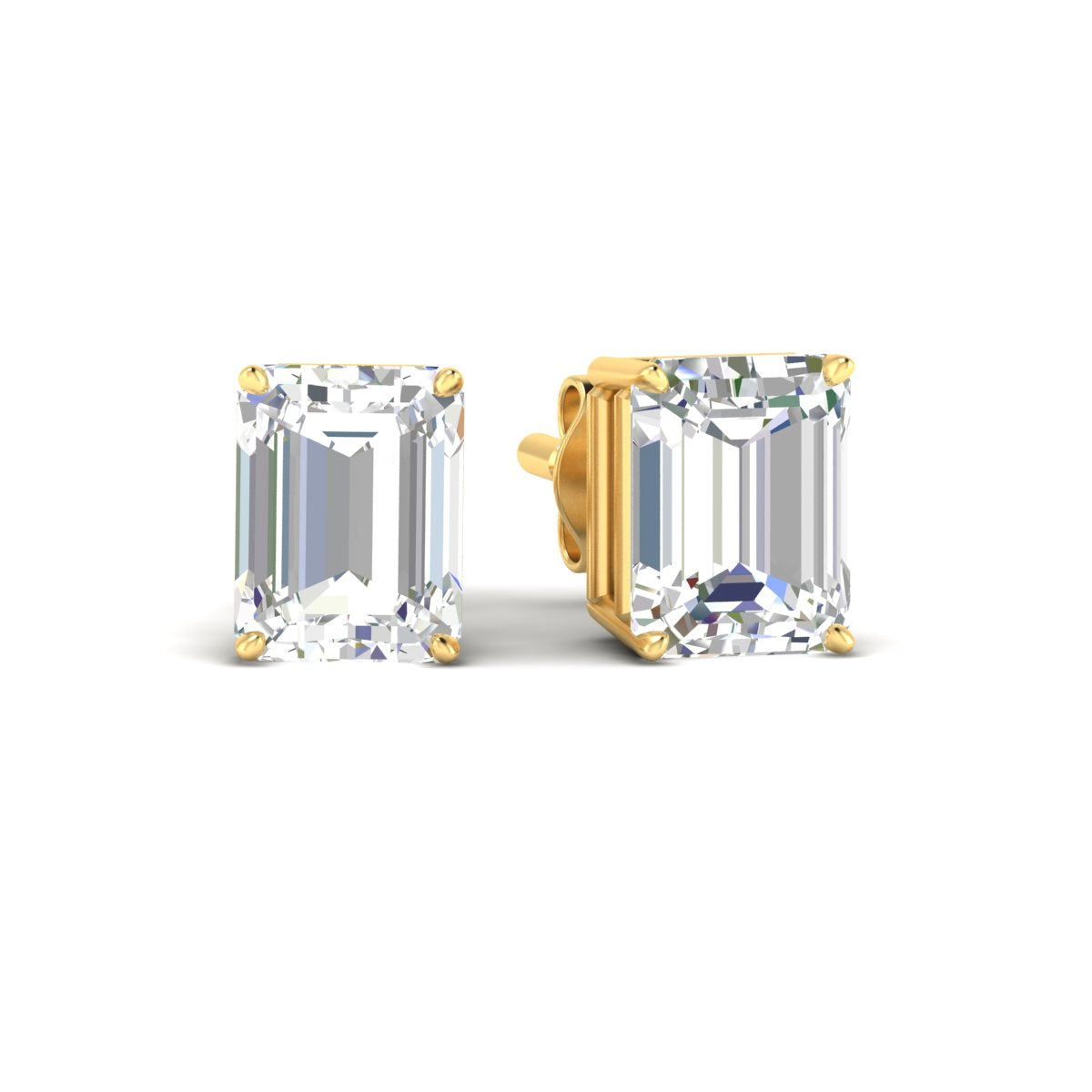 IGI Certified Emerald Cut Diamond Solitaire Stud Earrings