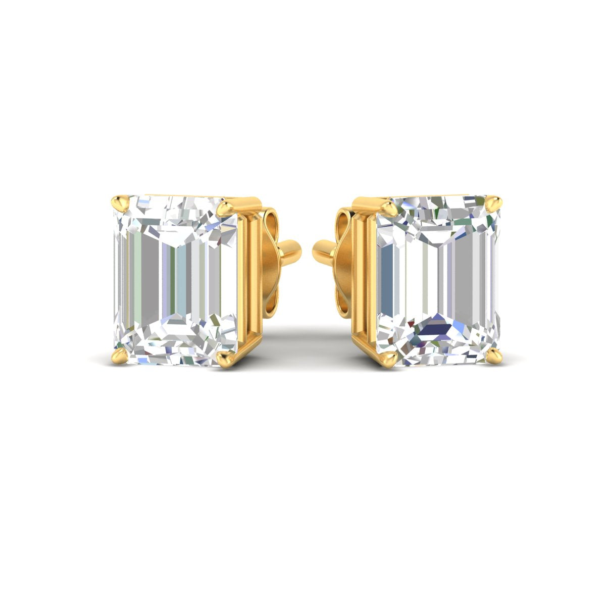 IGI Certified Emerald Cut Diamond Solitaire Stud Earrings