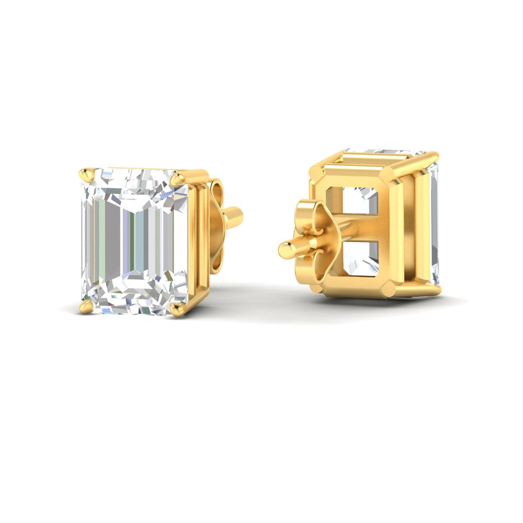 IGI Certified Emerald Cut Diamond Solitaire Stud Earrings