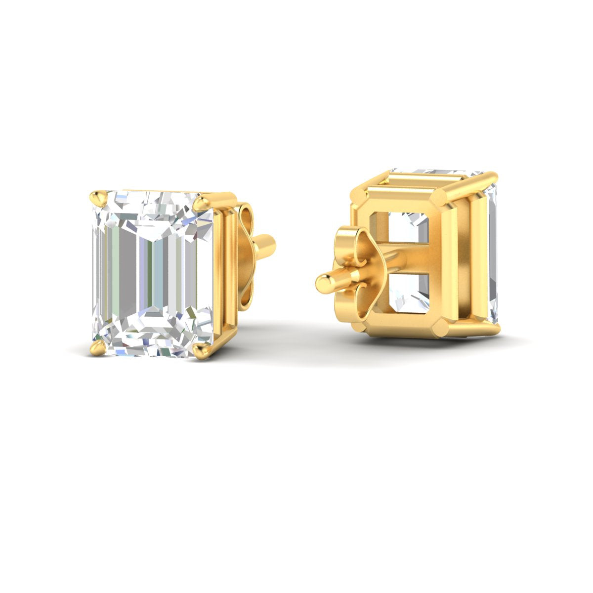 IGI Certified Emerald Cut Diamond Solitaire Stud Earrings