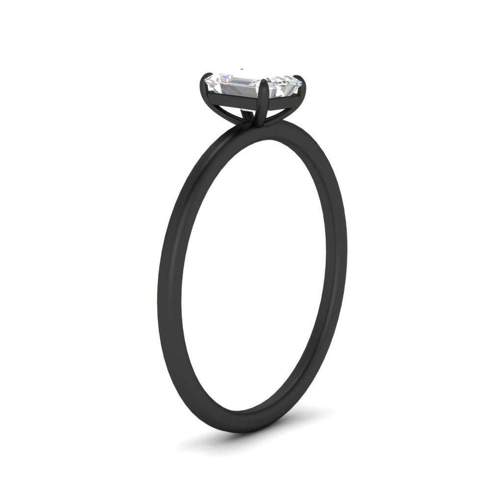 Emerald Cut Thin Classic Solitaire Ring