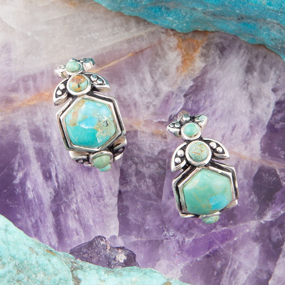 Emile Blue Turquoise Sterling Silver Hoop Earrings | Earrings | Wiccan Center