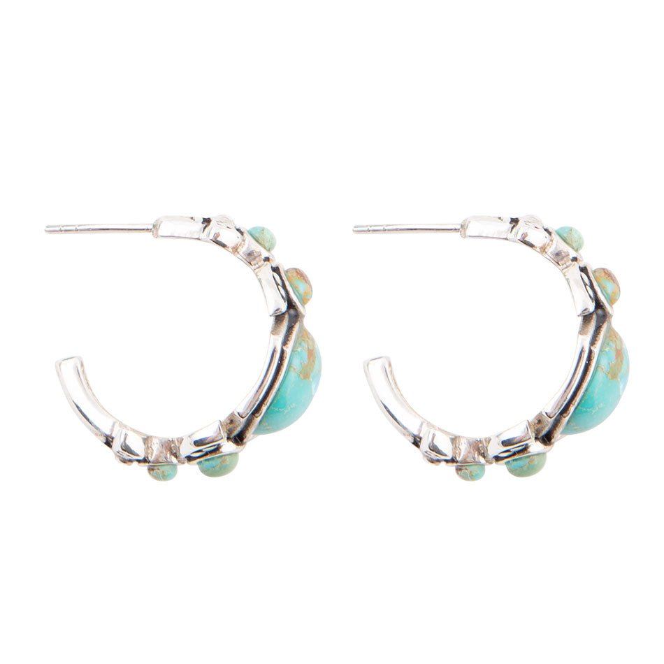 Emile Blue Turquoise Sterling Silver Hoop Earrings | Earrings | Wiccan Center