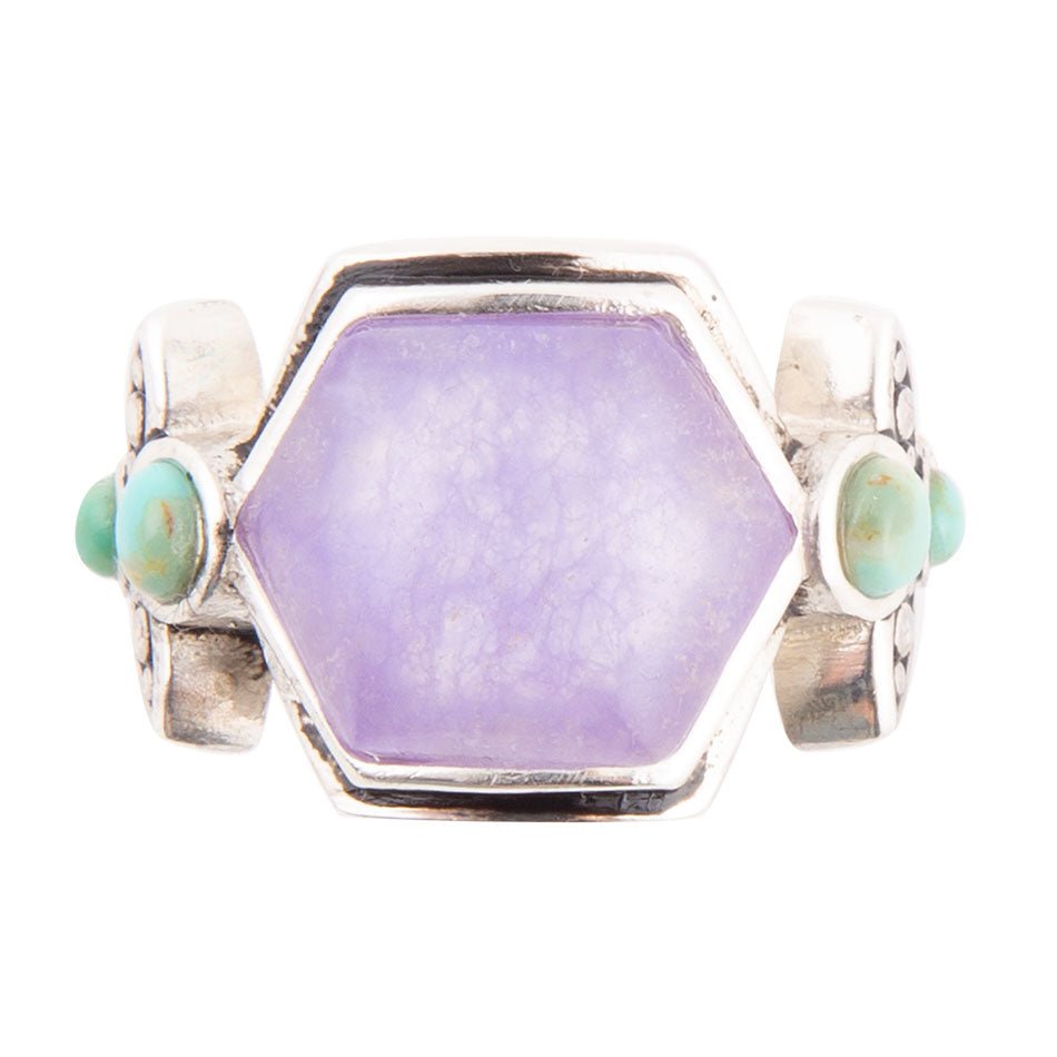 Emile Purple Quartz and Blue Turquoise Sterling Silver Ring | Rings | Wiccan Center