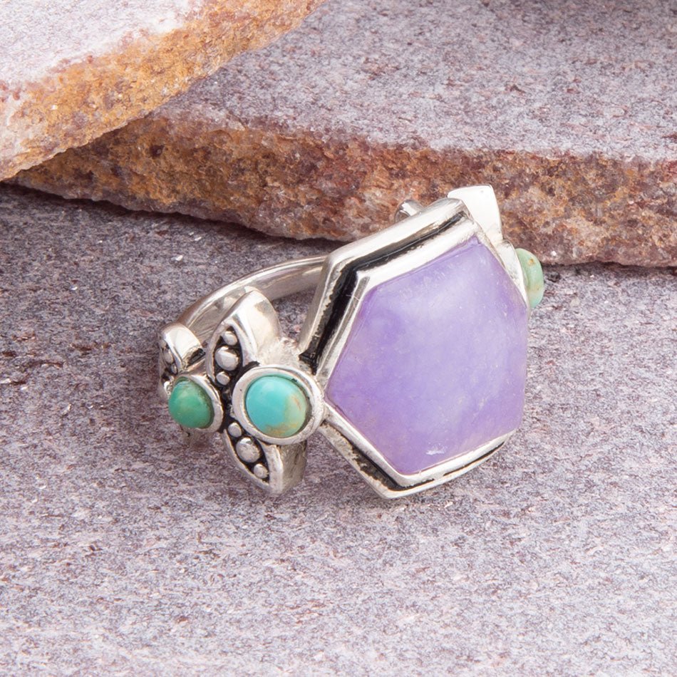 Emile Purple Quartz and Blue Turquoise Sterling Silver Ring | Rings | Wiccan Center
