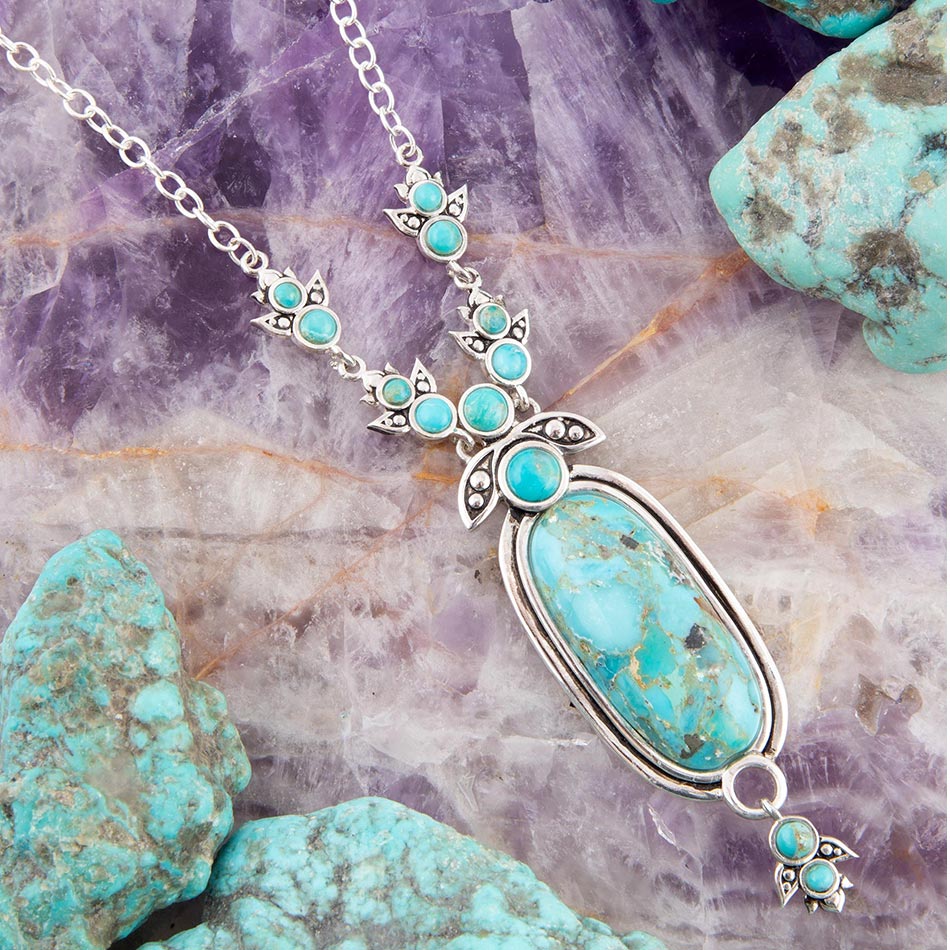Emile Sterling Silver and Blue Turquoise Pendant Necklace | Necklaces | Wiccan Center