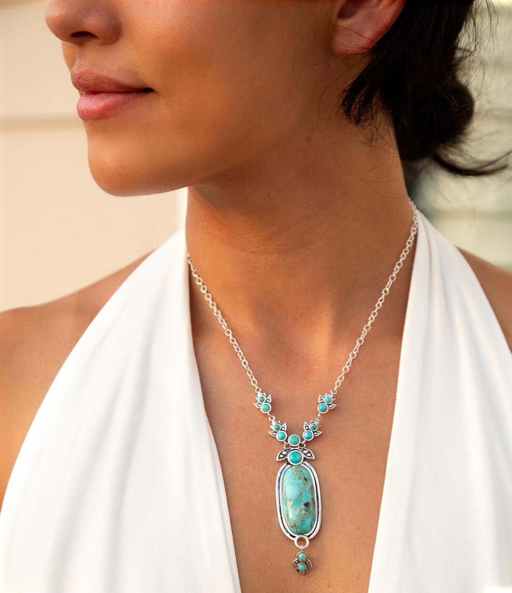 Emile Sterling Silver and Blue Turquoise Pendant Necklace | Necklaces | Wiccan Center