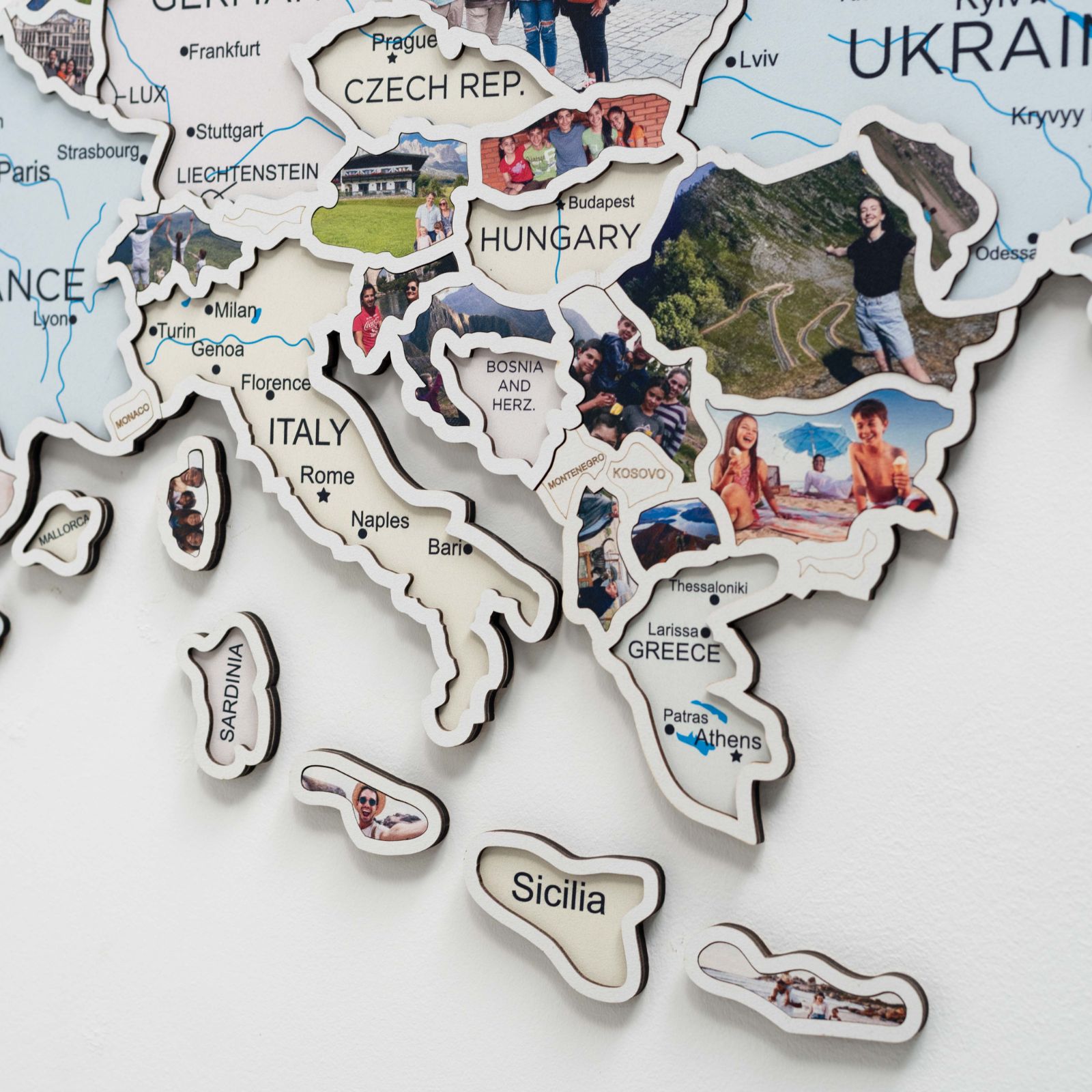 Europe Photo Map Pastel