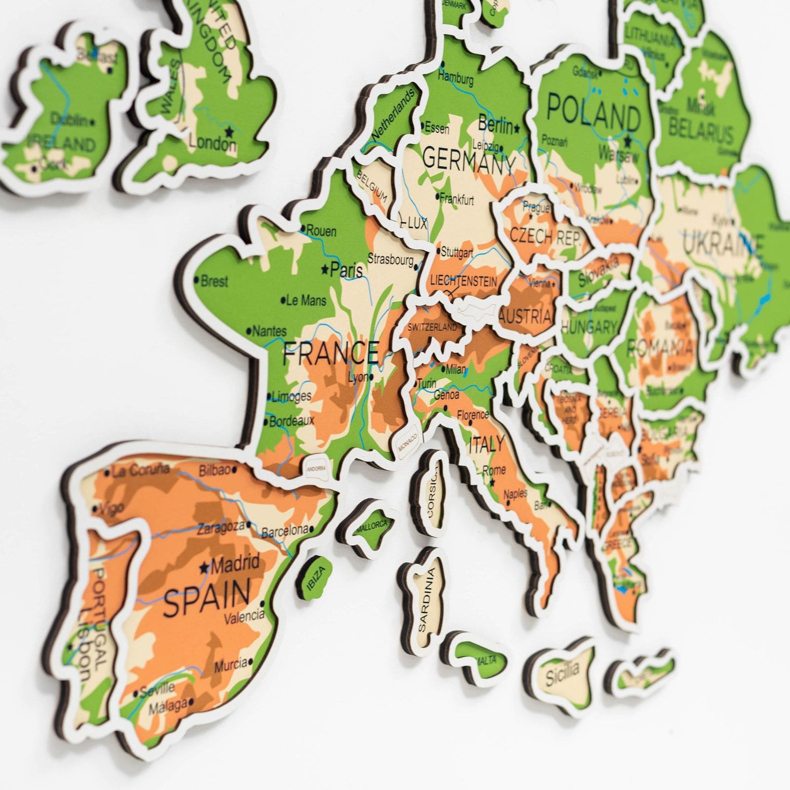 Europe Photo Map Physical