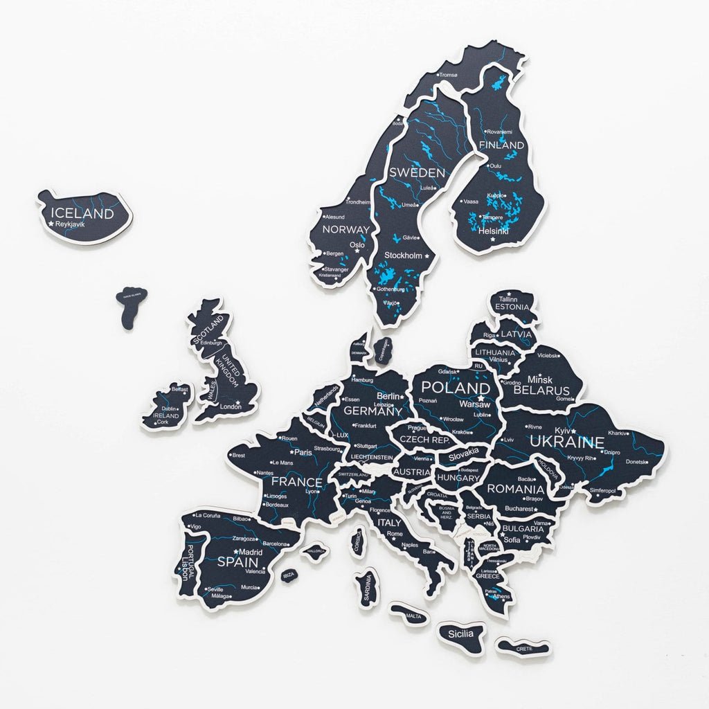 Europe Photo Map Midnight