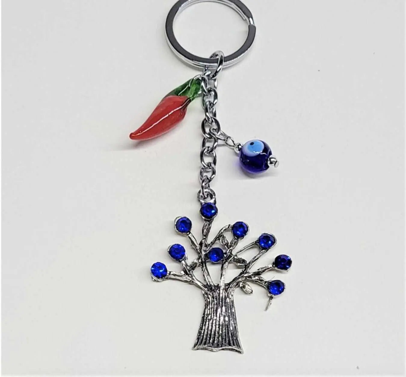 Evil Eye Red Hot Chili Pepper Tree of Life Keychain | Evil Eye | Wiccan Center