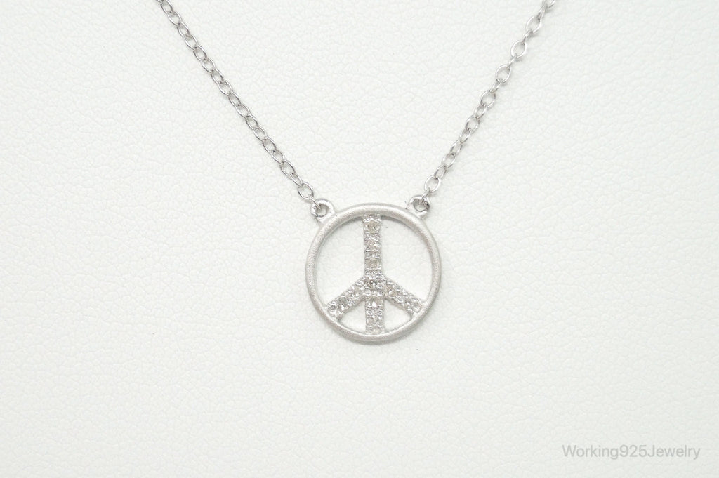 Vintage Cubic Zirconia Peace Sign Sterling Silver Necklace | Jewelry > Necklaces > Pendants | Wiccan Center