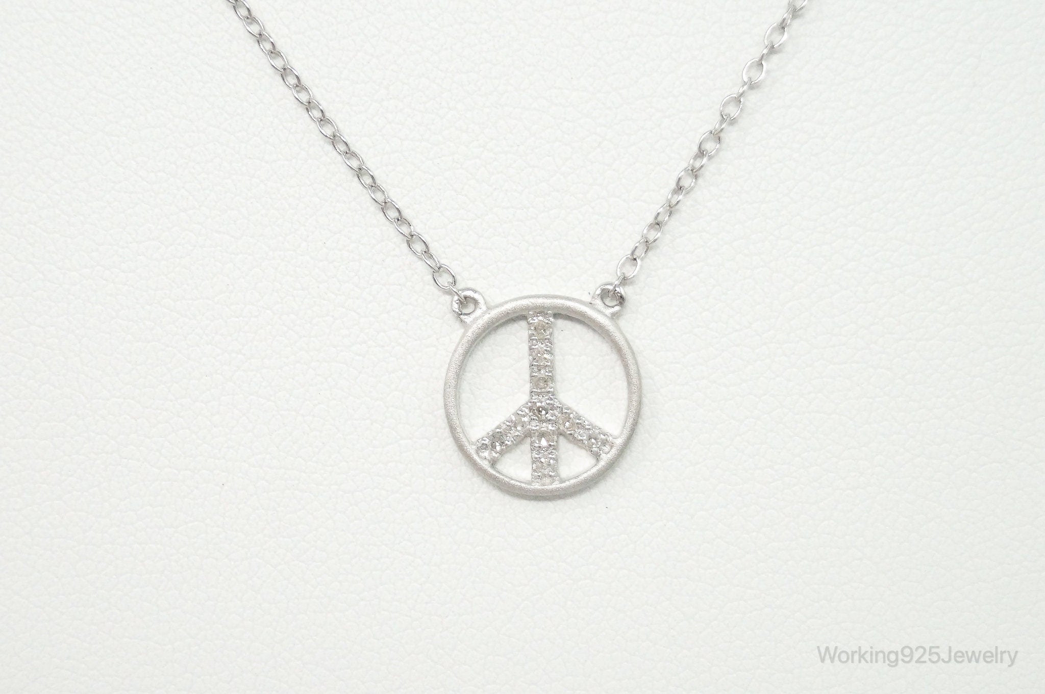 Vintage Cubic Zirconia Peace Sign Sterling Silver Necklace | Jewelry > Necklaces > Pendants | Wiccan Center