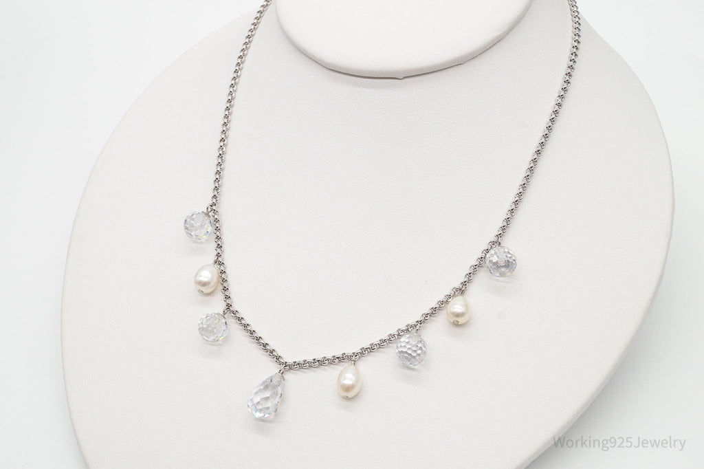 Vintage Pearl Crystal Quartz Sterling Silver Necklace | Jewelry > Necklaces > Pendants | Wiccan Center