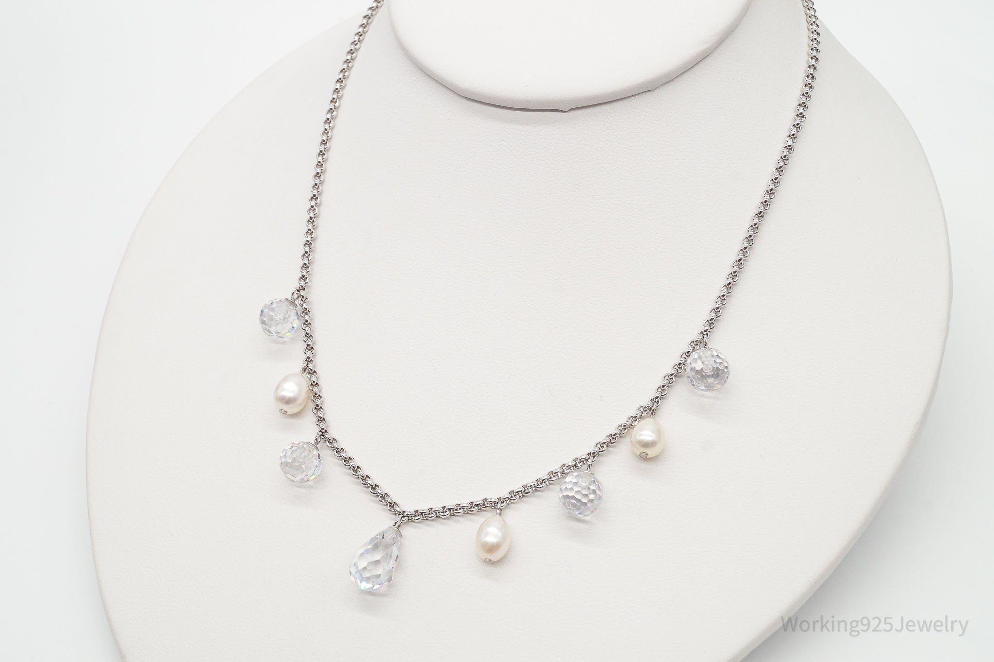 Vintage Pearl Crystal Quartz Sterling Silver Necklace | Jewelry > Necklaces > Pendants | Wiccan Center