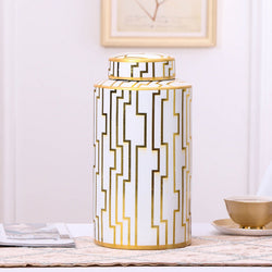 Ceramic White and Gold Food Storage Jars | Tea Storage | Wiccan Center