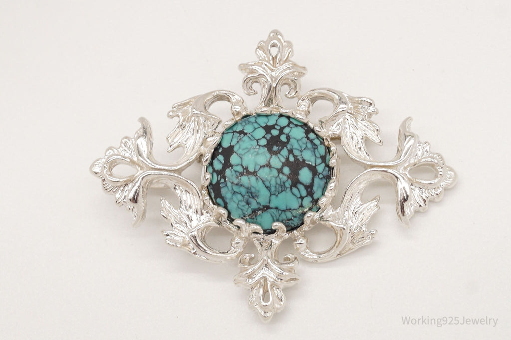 Vintage 1960s Turquoise Sterling Silver Pendant Pin | Jewelry > Necklaces > Pendants | Wiccan Center