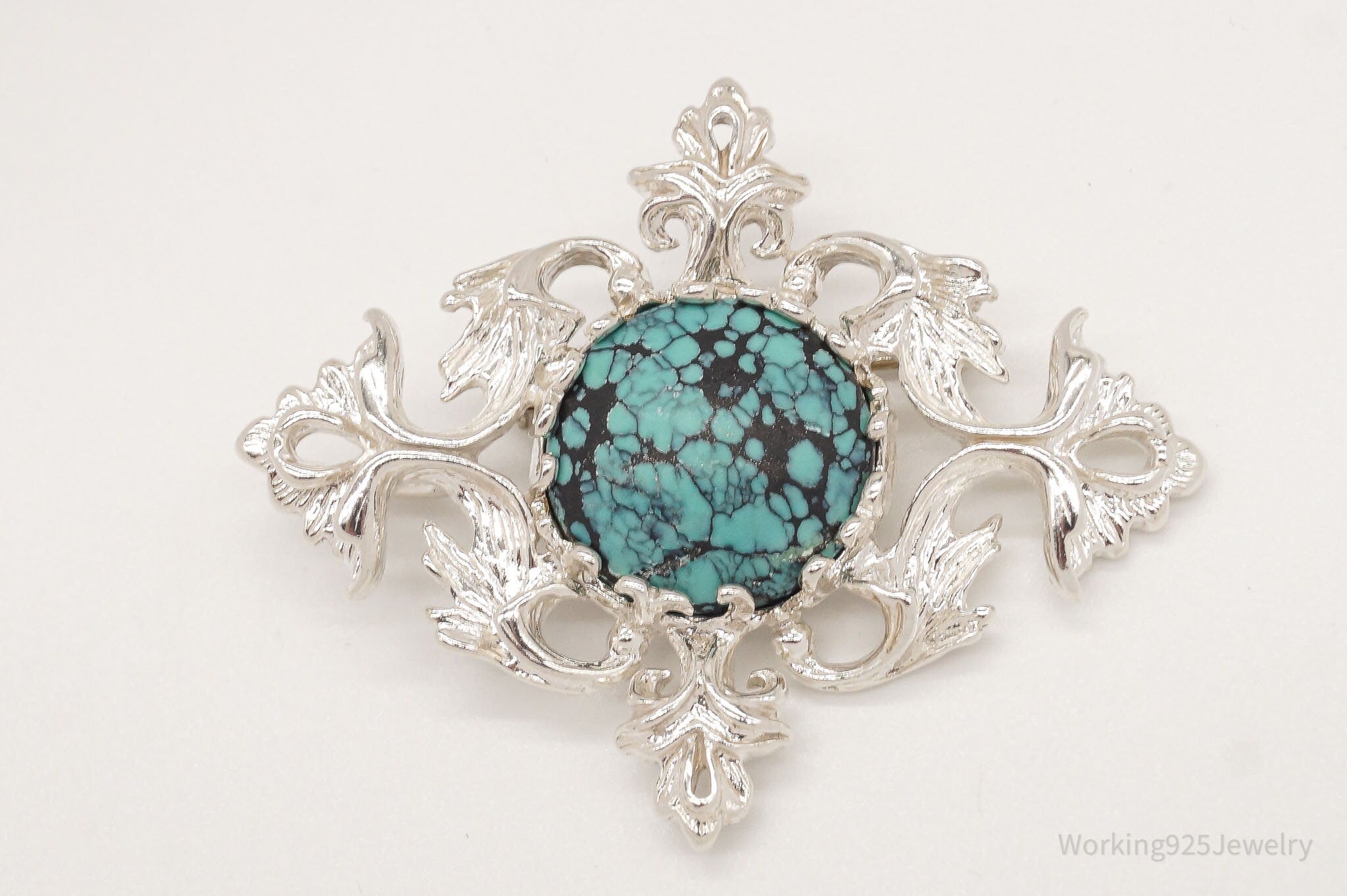 Vintage 1960s Turquoise Sterling Silver Pendant Pin | Jewelry > Necklaces > Pendants | Wiccan Center