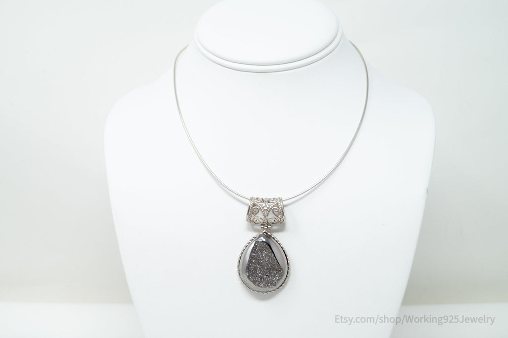 Vintage Designer Large Hematite Scroll Sterling Silver Necklace | Jewelry > Necklaces | Wiccan Center