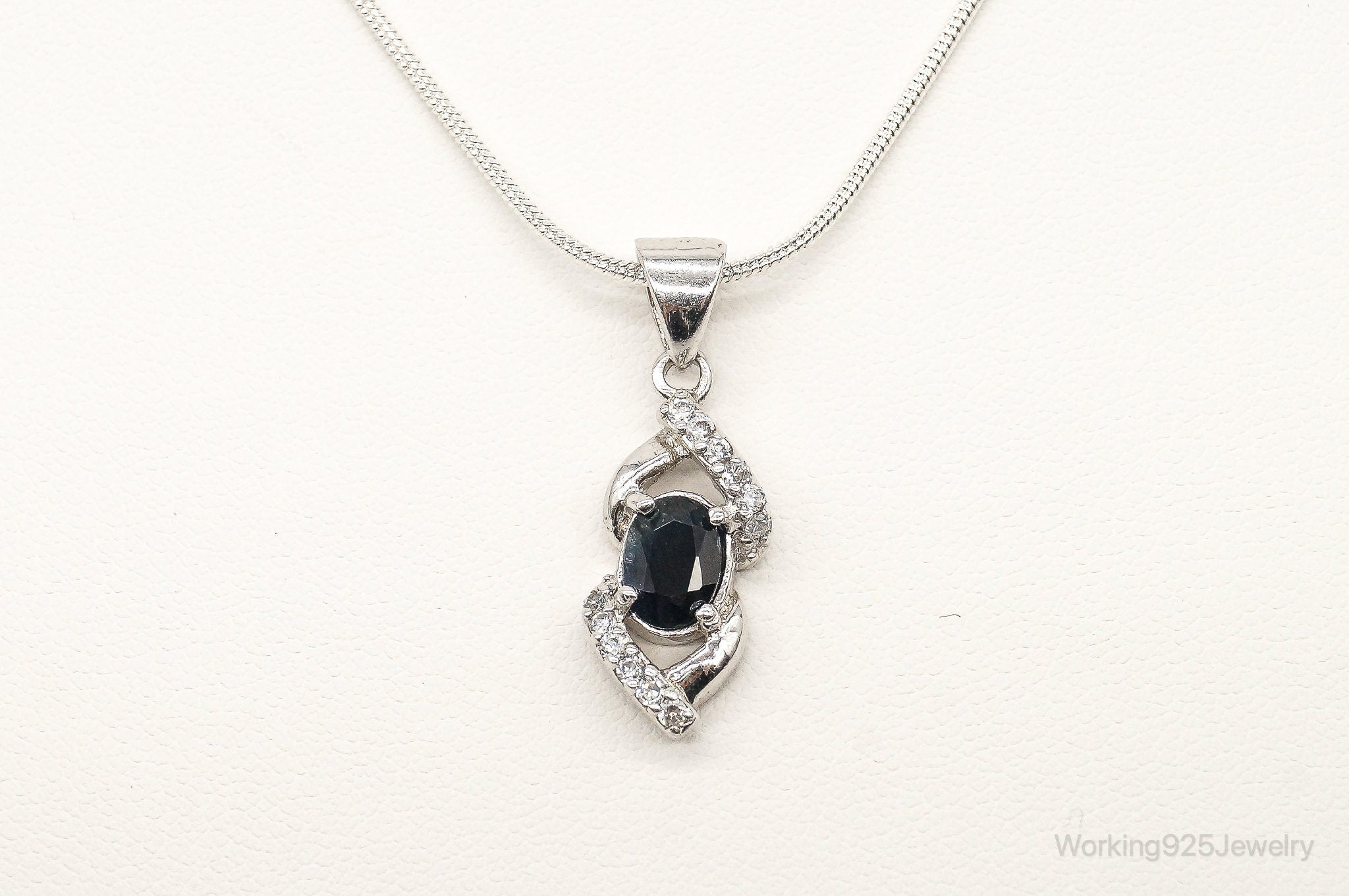Sapphire Cubic Zirconia Sterling Silver Necklace | Jewelry > Necklaces > Pendants | Wiccan Center
