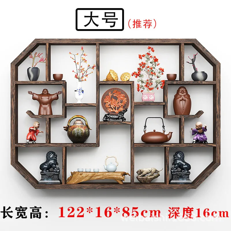 Solid Wood Duobao Bogu Display Shelf | Modern Chinese Curio Etagere | Shelving | Wiccan Center