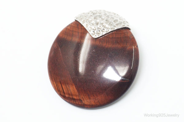 Large Vintage Designer Whitney Kelly Red Tigers Eye Sterling Silver Pendant | Jewelry > Necklaces > Pendants | Wiccan Center