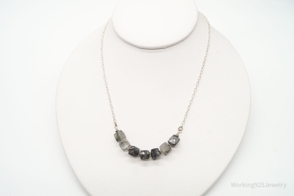 Vintage Spotted Quartz Bead Silver Chain Link Necklace | Jewelry > Necklaces > Pendants | Wiccan Center