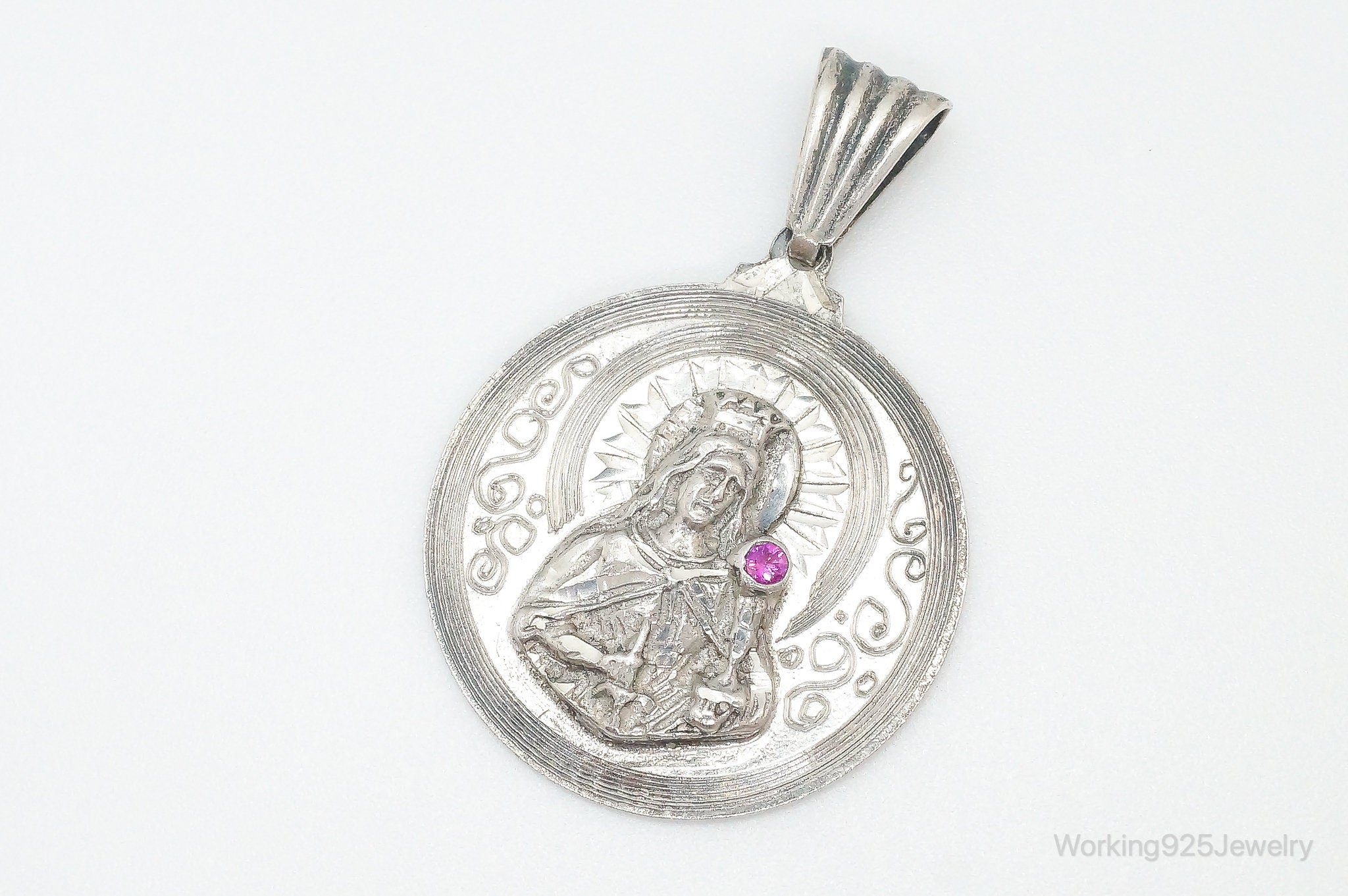 Vintage Ruby Religious Sterling Silver Pendant Charm | Jewelry > Necklaces > Pendants | Wiccan Center