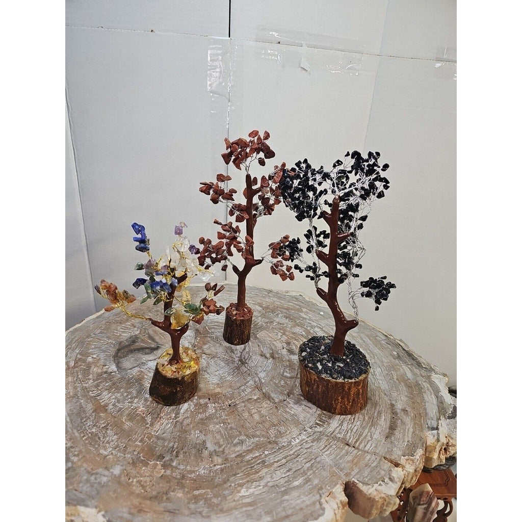 Crystal Gemstone Bonsai Tree — Carnelian, Amethyst & Quartz on Gold Branches | CrystalCloud Company