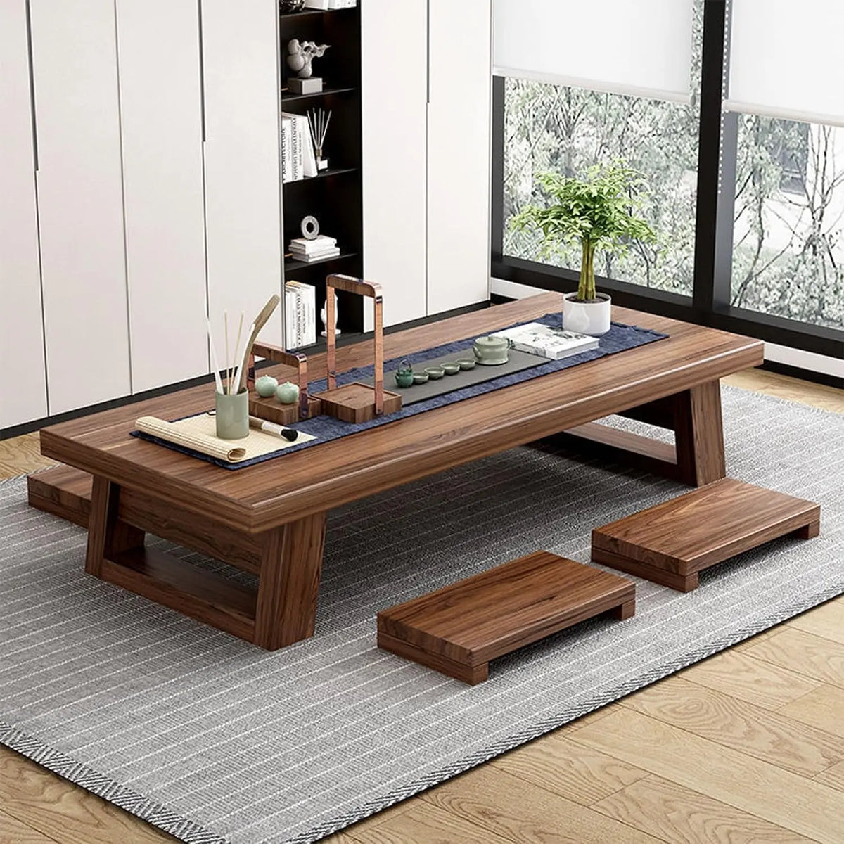 Solid Wood Japanese Chabudai Floor Table | Low Tatami Dining & Tea Table | Tables | Wiccan Center