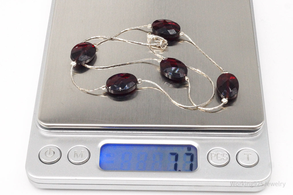 Vintage Garnet Sterling Silver Necklace 16" | Jewelry > Necklaces | Wiccan Center
