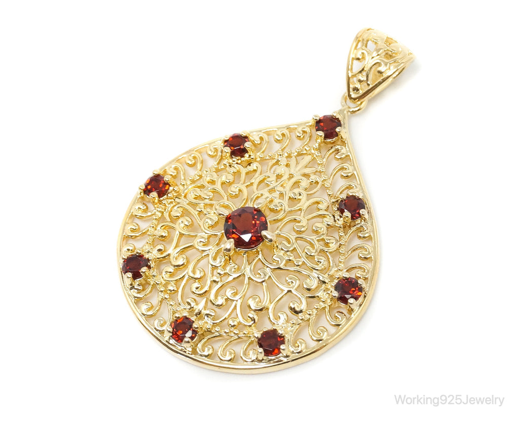 Designer Ross Simons Garnet Motif Gold Over Sterling Silver Pendant | Jewelry > Necklaces > Pendants | Wiccan Center