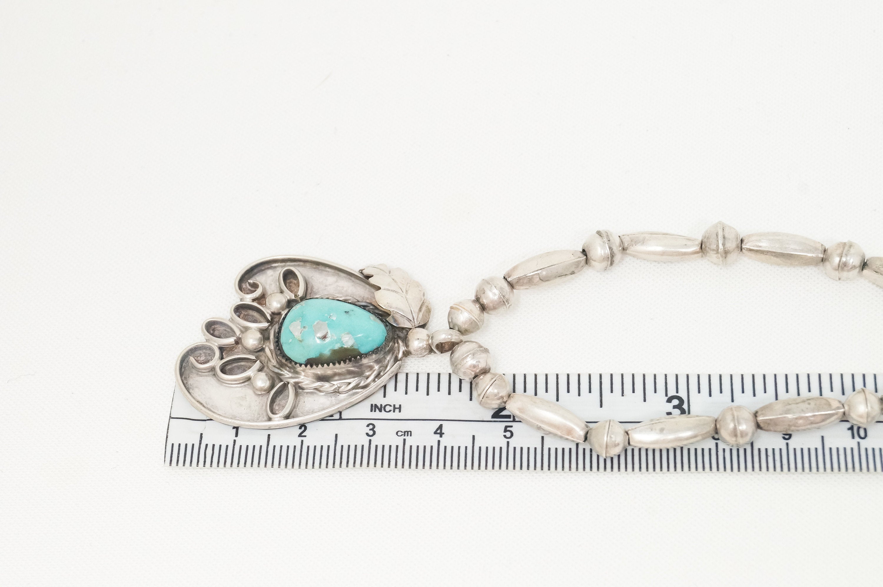 Vintage Native American Signed MV Turquoise Rope Sterling Silver Necklace | Jewelry > Necklaces > Pendants | Wiccan Center