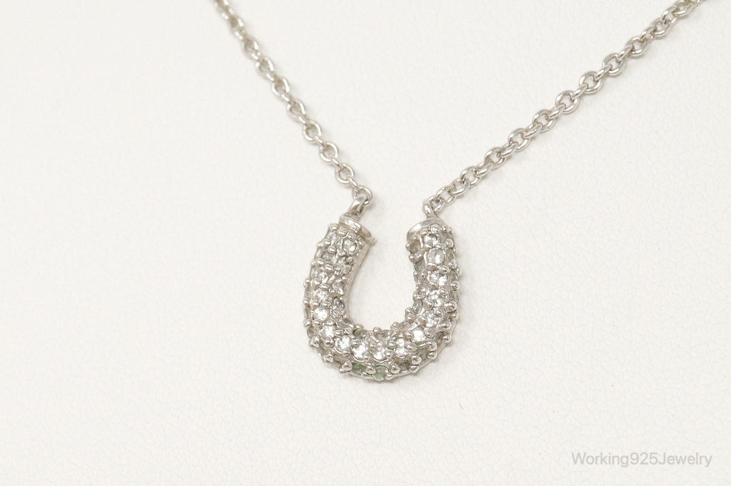 Horse Shoe Cubic Zirconia Sterling Silver Necklace | Jewelry > Necklaces > Pendants | Wiccan Center