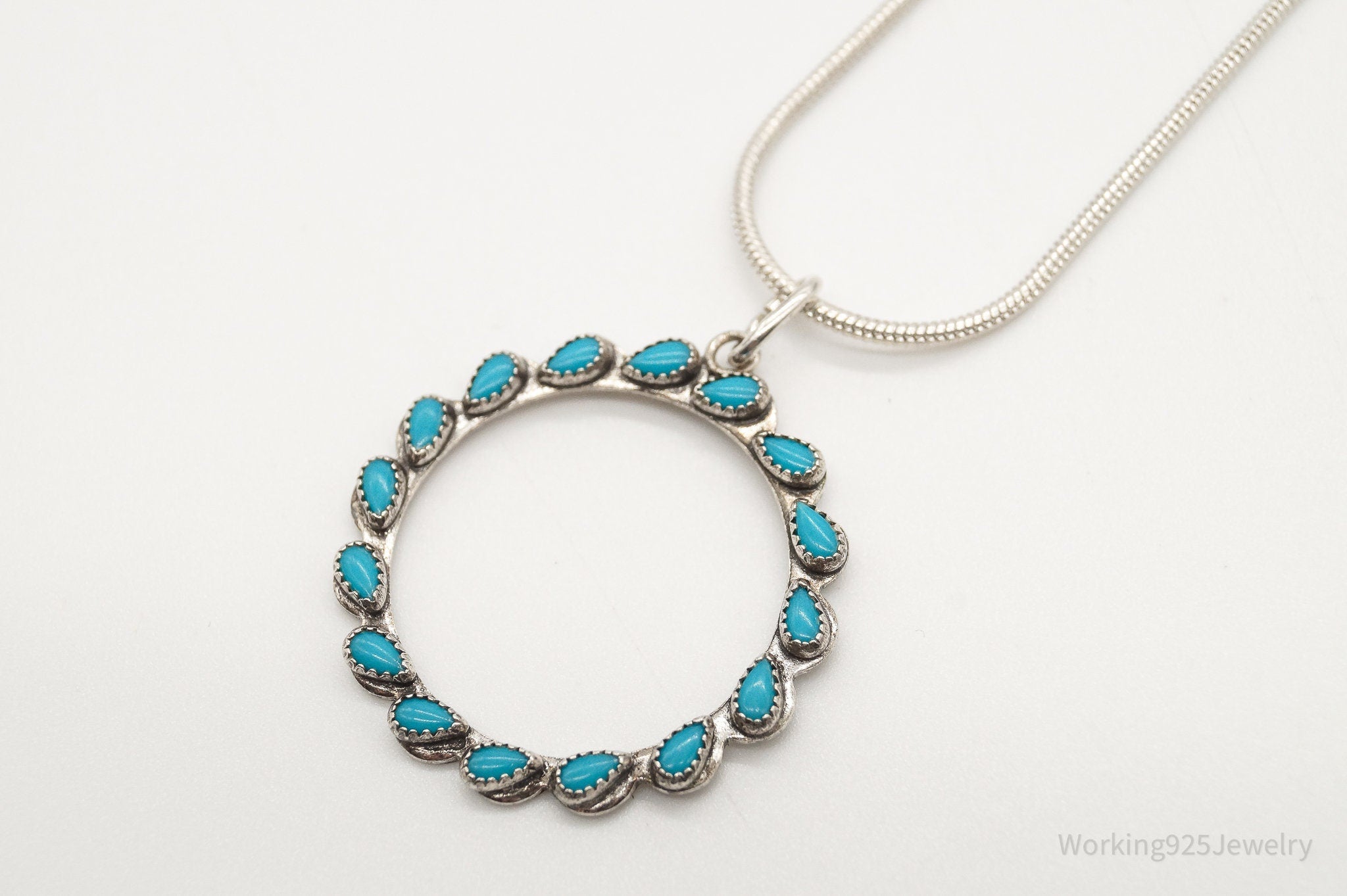 Vintage Native American Turquoise Sterling Silver Necklace | Jewelry > Necklaces > Pendants | Wiccan Center