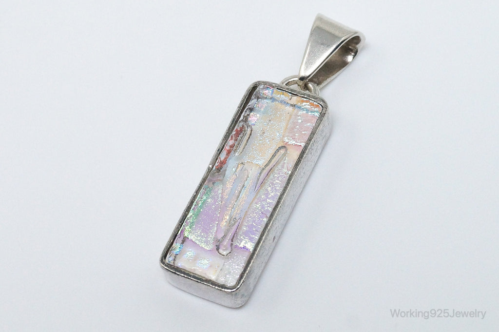 Vintage Large Art Glass Sterling Silver Necklace Pendant | Jewelry > Necklaces > Pendants | Wiccan Center