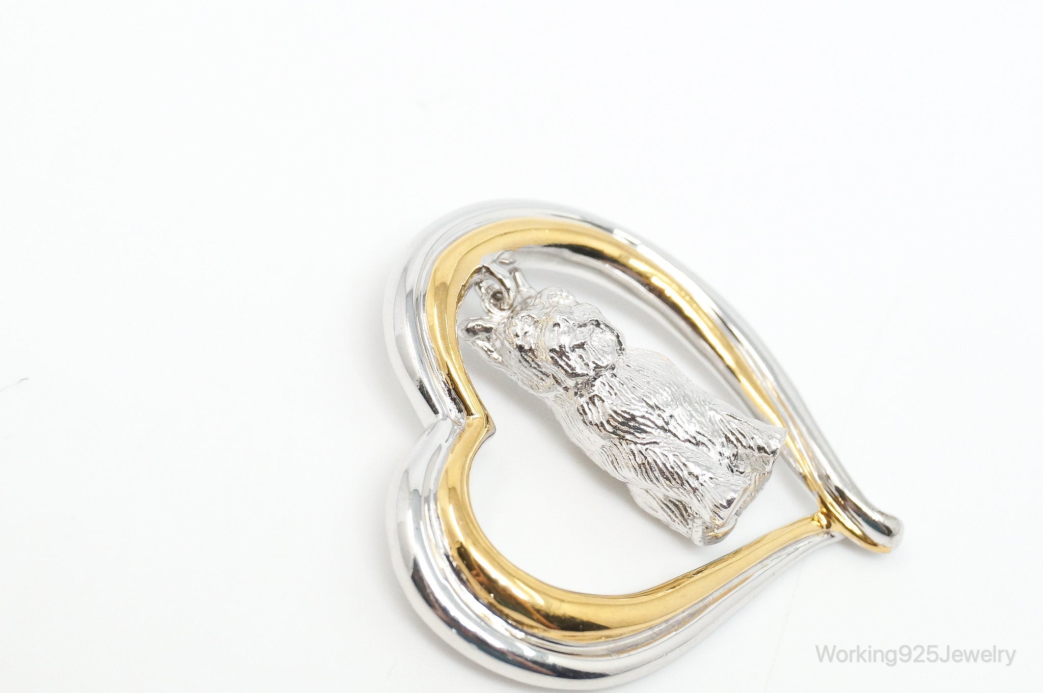 Designer BGE Gold Vermeil Schnauzer Heart Sterling Silver Pendant | Jewelry > Necklaces > Pendants | Wiccan Center