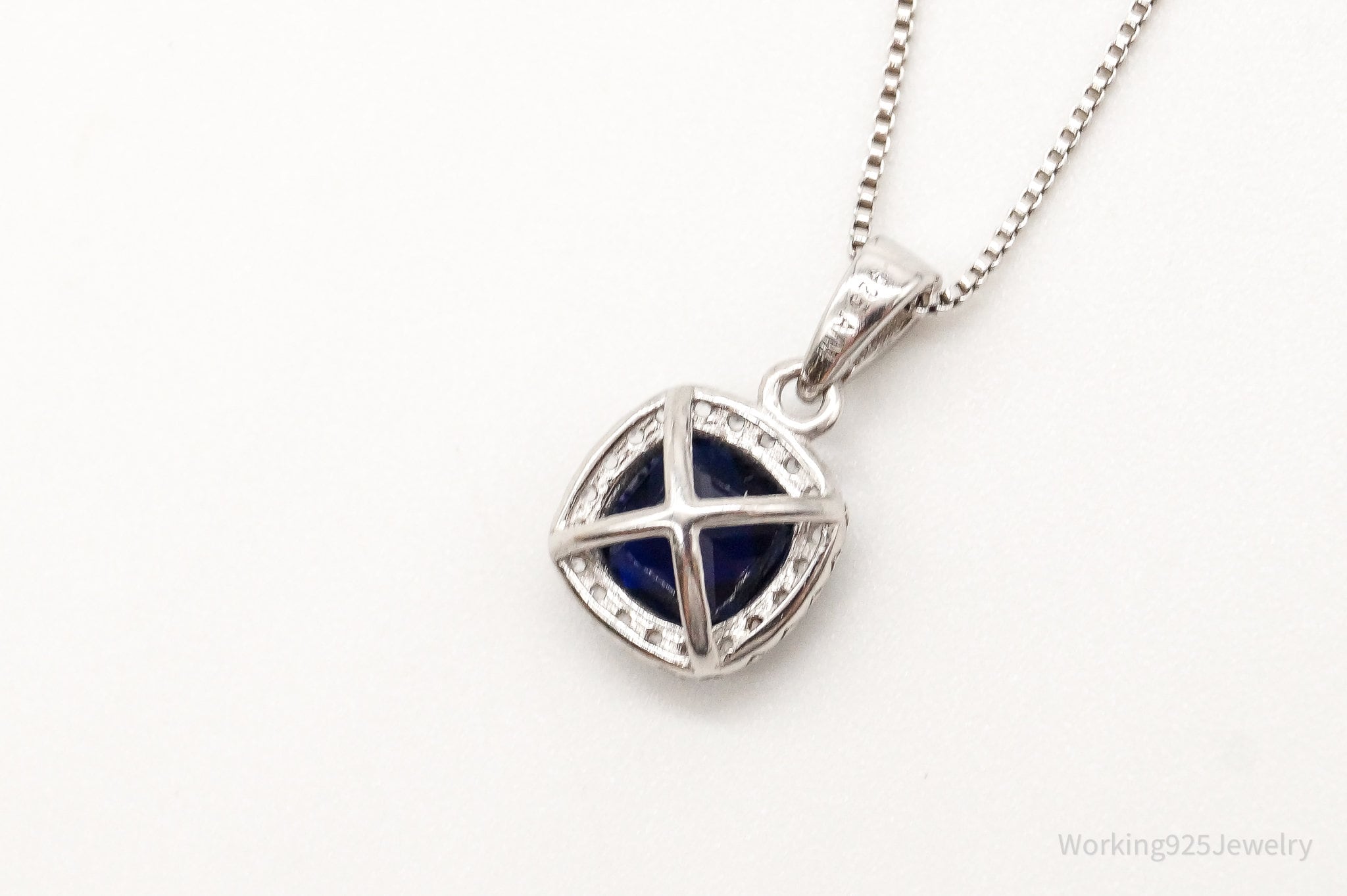 Blue Lab Sapphire Cubic Zirconia Sterling Silver Necklace | Jewelry > Necklaces > Pendants | Wiccan Center
