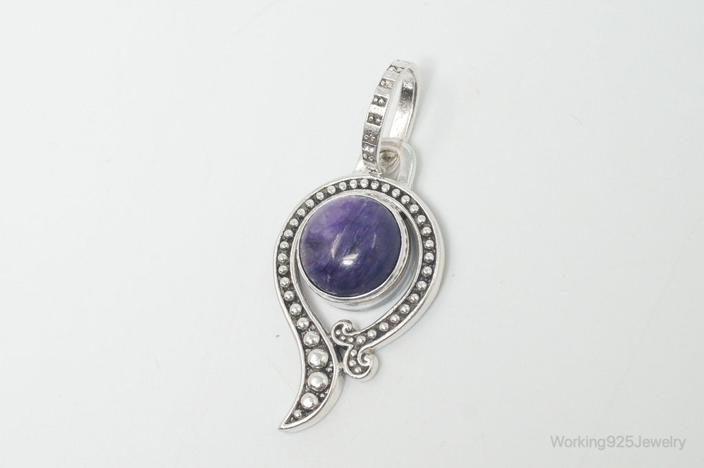 Vintage Art Deco Charoite Sterling Silver Necklace Pendant | Jewelry > Necklaces > Pendants | Wiccan Center