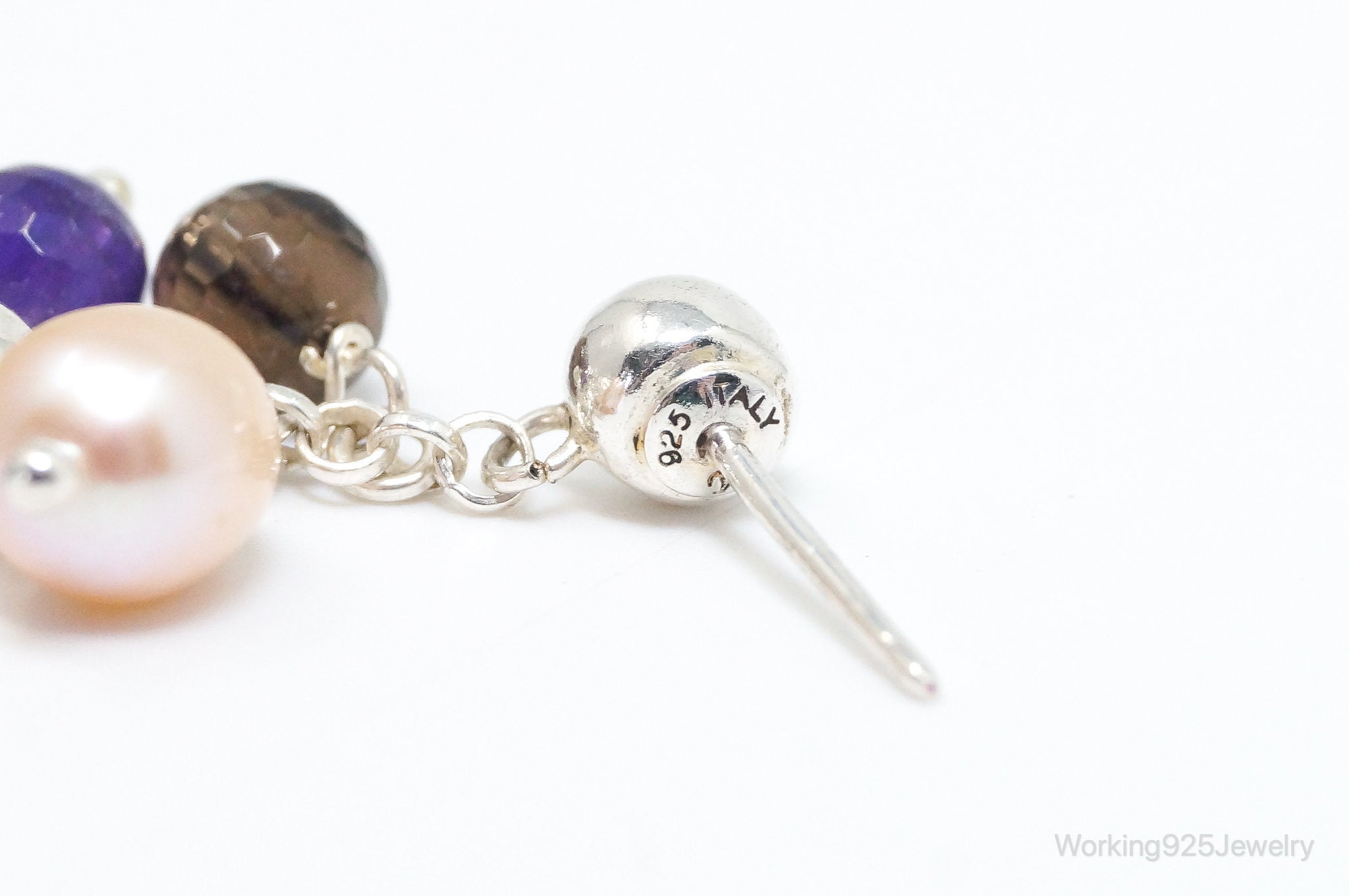 Vintage Italian Designer Multi Gem Sterling Silver Earrings | Jewelry > Earrings | Wiccan Center