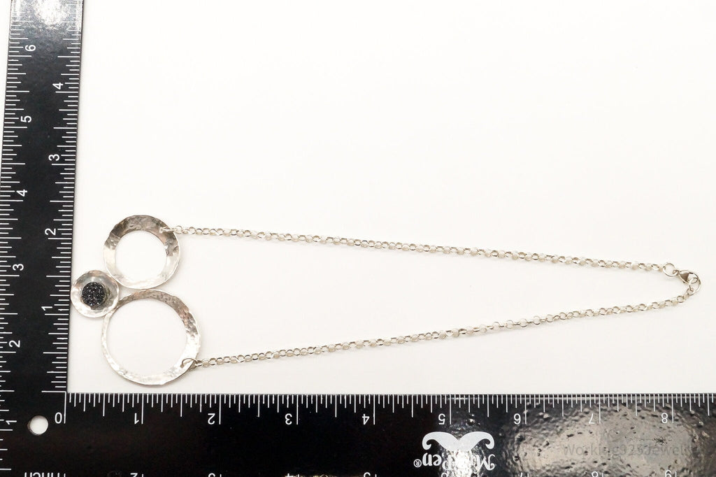 Modernist Druzy Quartz Sterling Silver Necklace | Jewelry > Necklaces > Pendants | Wiccan Center