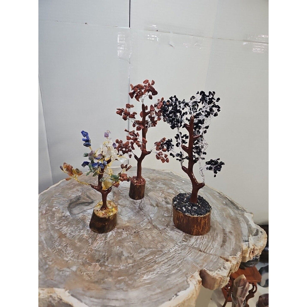 Crystal Gemstone Bonsai Tree — Carnelian, Amethyst & Quartz on Gold Branches | CrystalCloud Company