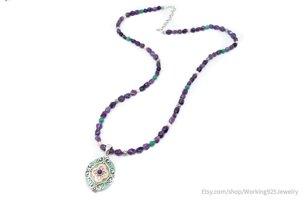 Vintage Carolyn Pollack Relios Amethyst Bead Western Sterling Silver Necklace | Jewelry > Necklaces > Pendants | Wiccan Center