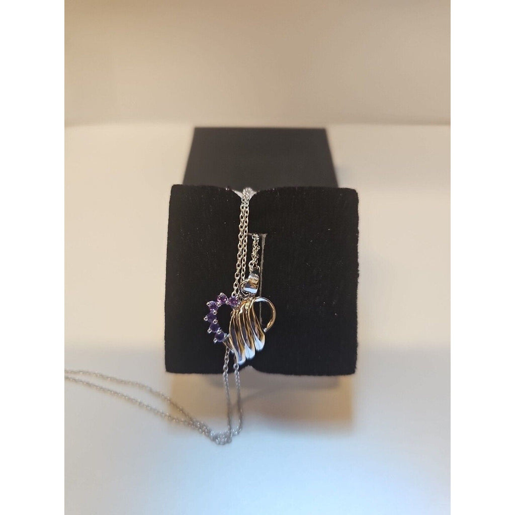 Amethyst Heart Pendant Necklace — 18-inch Sterling Silver Chain | CrystalCloud Company