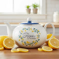 Blue "Rejoice" Flowers & Lemons Ceramic Teapot | Gifts | Wiccan Center