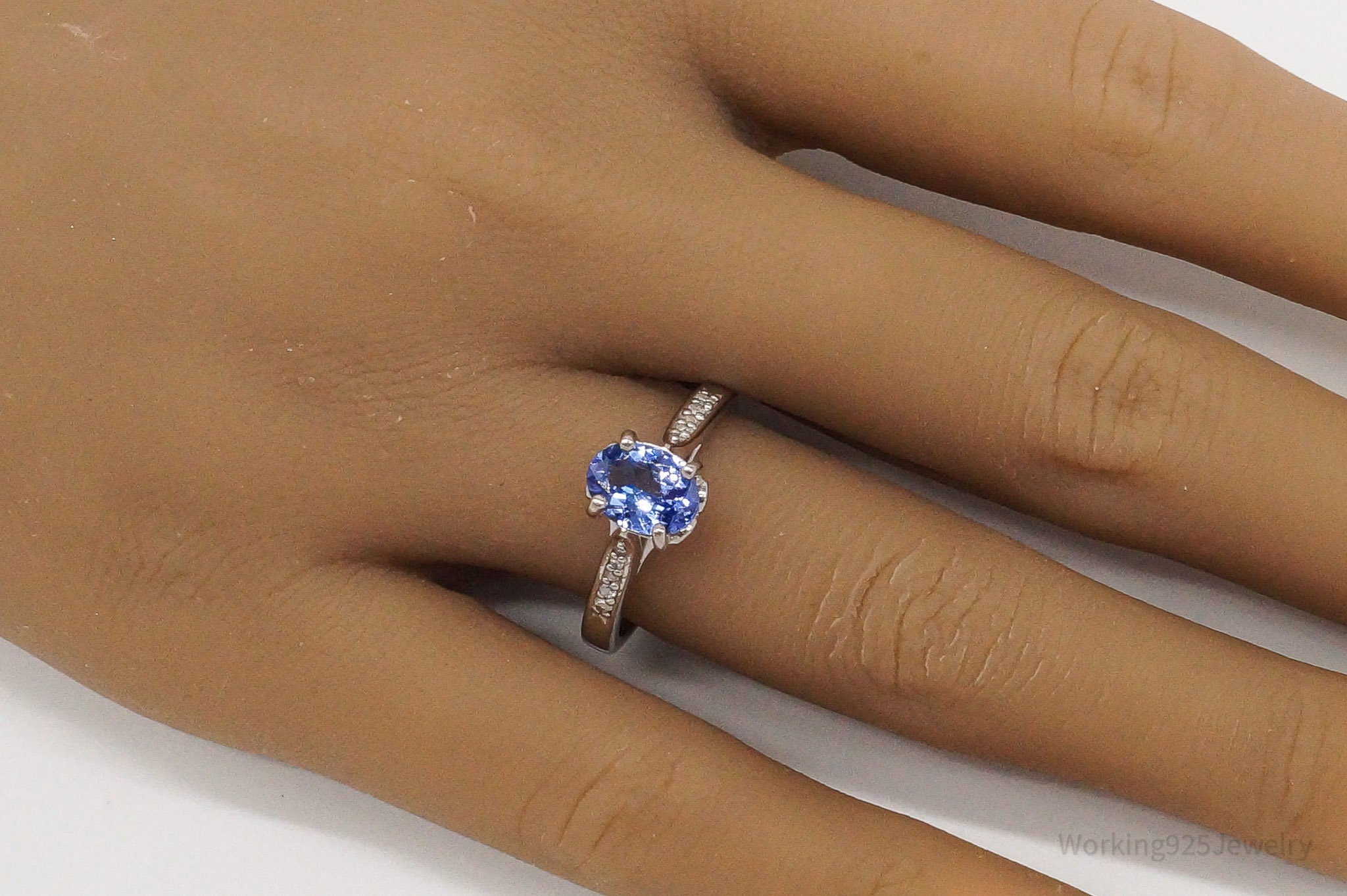 BBJ Tanzanite Diamond Rhodium Over Sterling Silver Ring - Size 7.75 | Jewelry > Rings | Wiccan Center