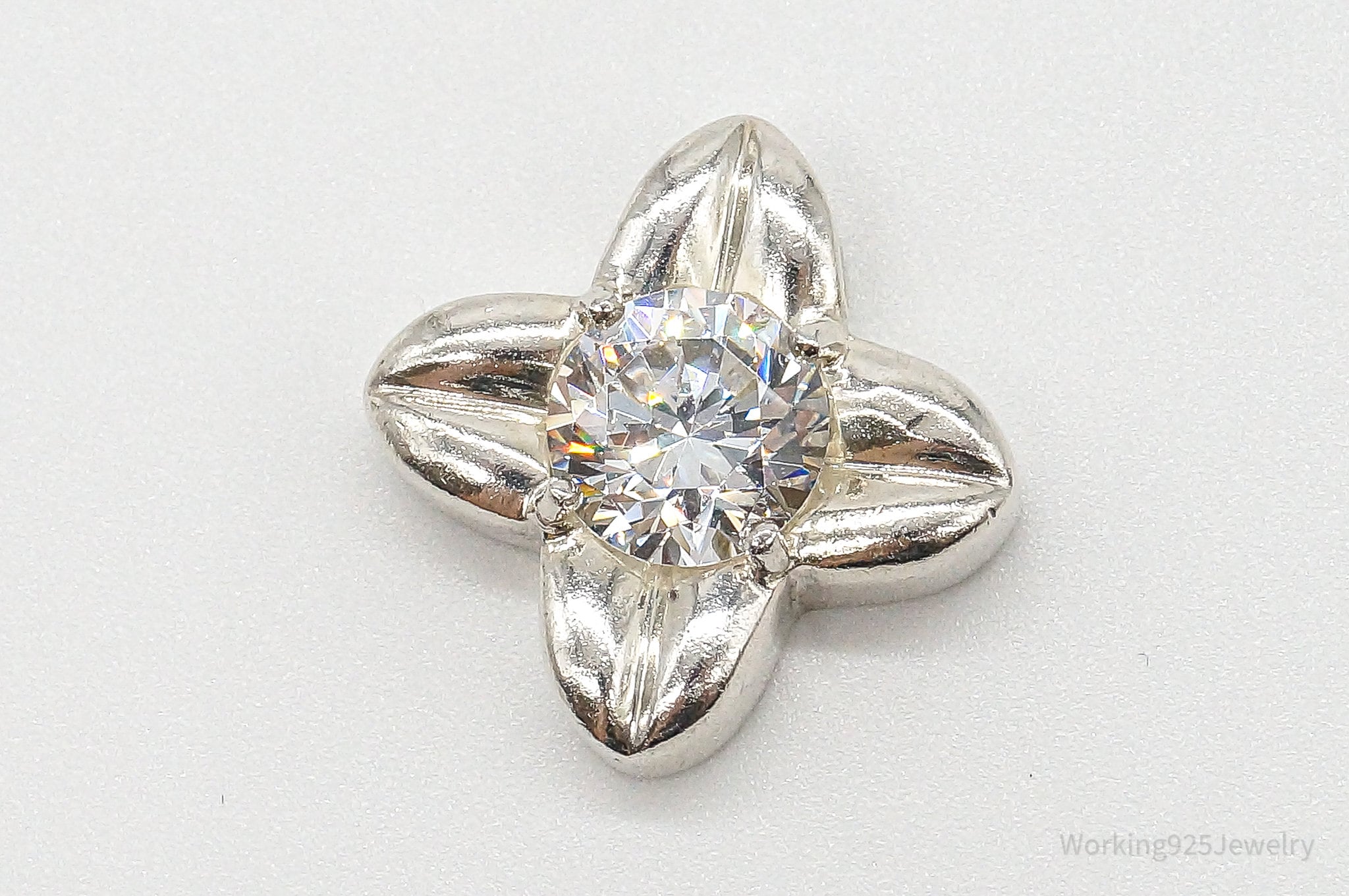 Large Cubic Zirconia Sterling Silver Pendant | Jewelry > Necklaces > Pendants | Wiccan Center